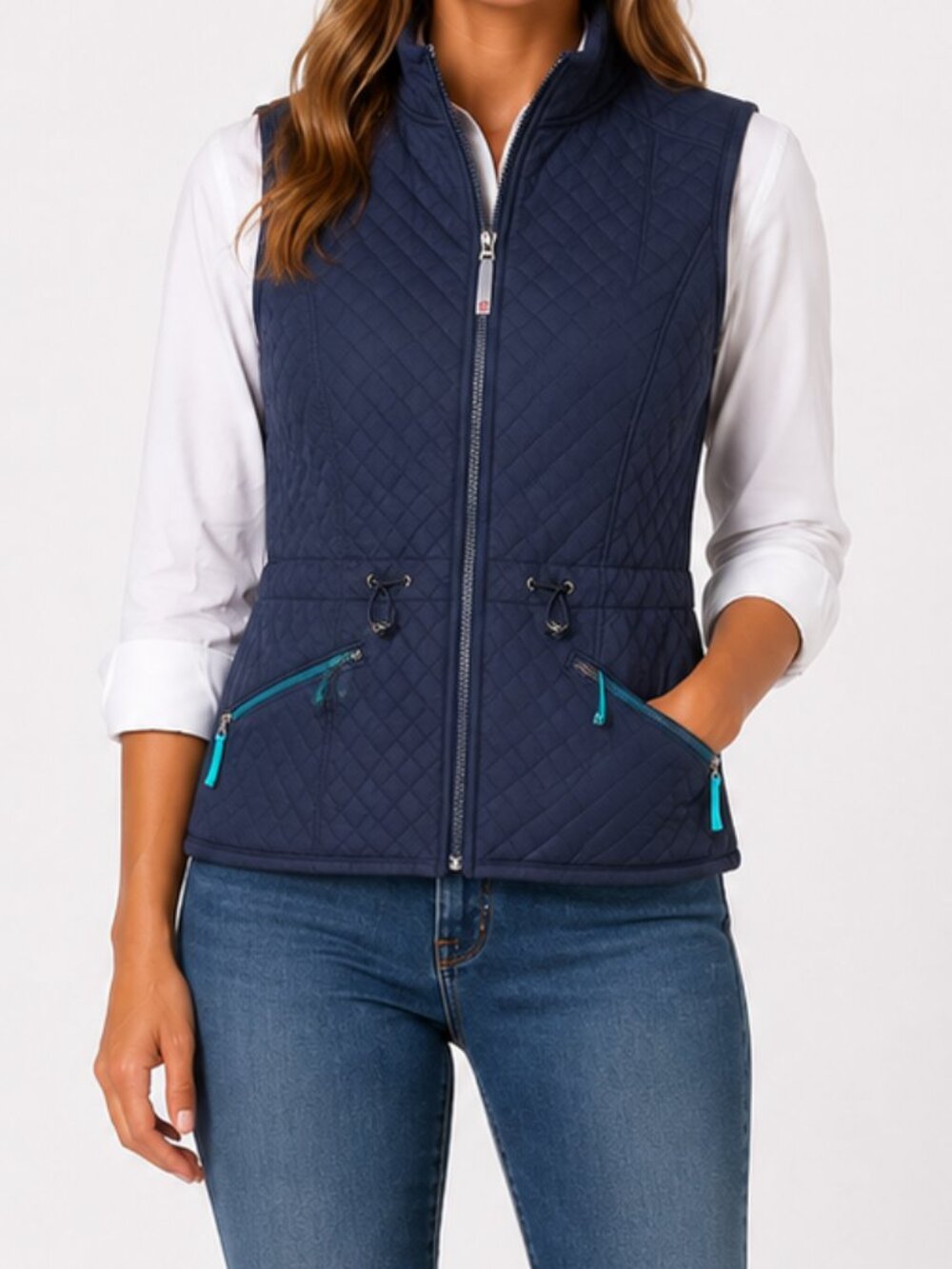 Talbots Blue Quilted Vest Large Petite